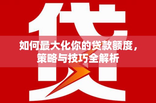 石狮如何最大化你的贷款额度，策略与技巧全解析